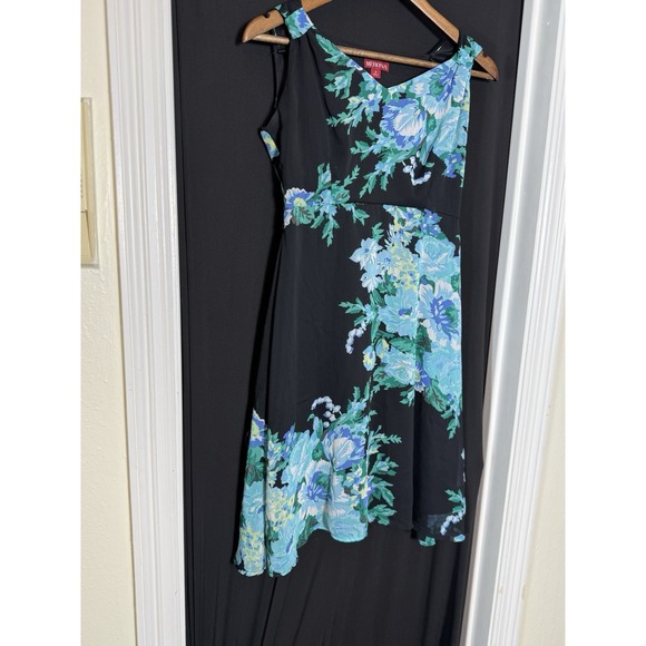 Merona Tank Dress Blue Green Lined Sheer Dark Floral Fairy Y2K babydoll S - Picture 2 of 10